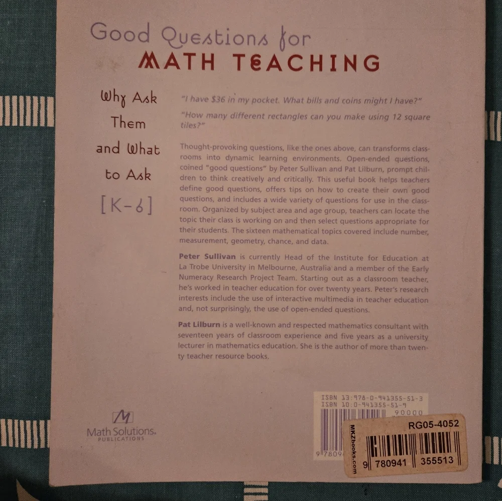 Good Questions for Math Teaching Book - Picture 2 of 2